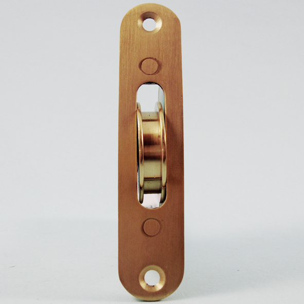 THD190/SB • Satin Brass • Radiused • Sash Pulley With Steel Body and 44mm [1¾] Brass Pulley